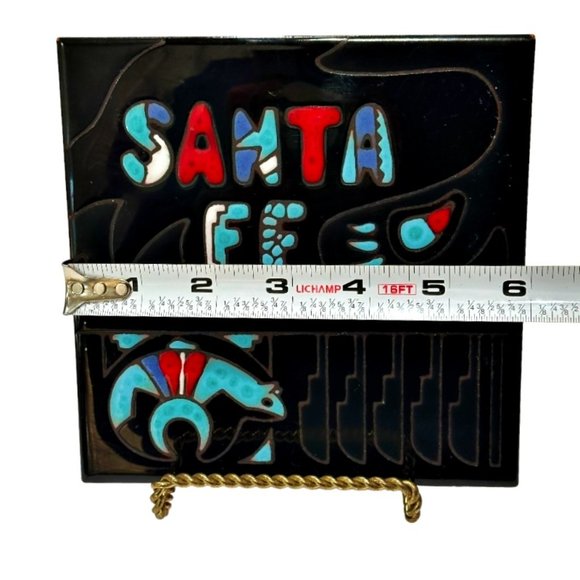 Vintage Cleo Teissedre Ceramic Tile Santa Fe Southwest Decor Bear Print 6x6 Inch - Picture 5 of 5